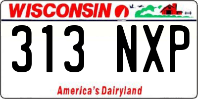 WI license plate 313NXP