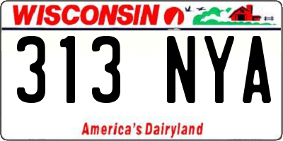 WI license plate 313NYA
