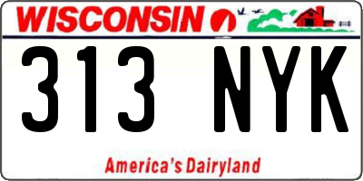 WI license plate 313NYK