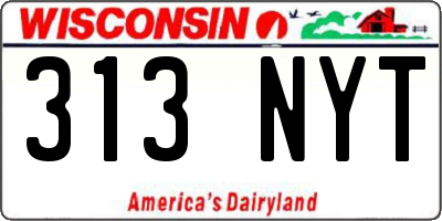 WI license plate 313NYT