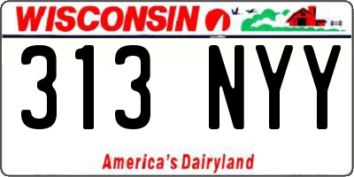 WI license plate 313NYY