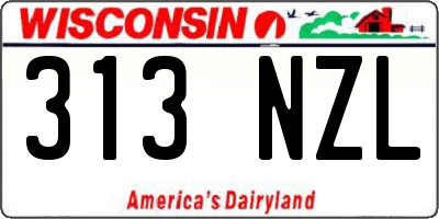 WI license plate 313NZL