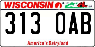 WI license plate 313OAB