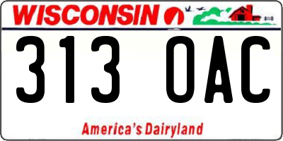WI license plate 313OAC