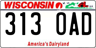 WI license plate 313OAD
