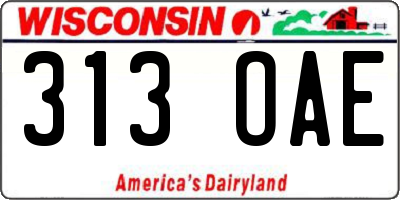 WI license plate 313OAE