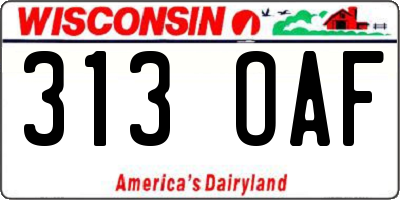 WI license plate 313OAF