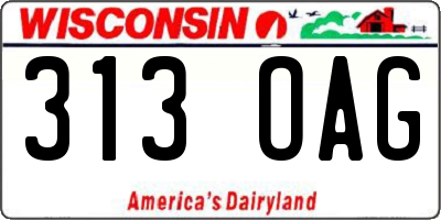 WI license plate 313OAG