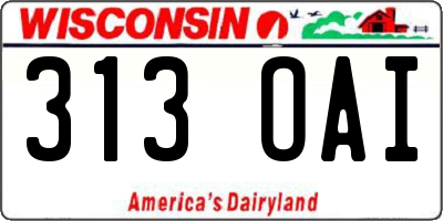 WI license plate 313OAI