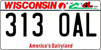 WI license plate 313OAL