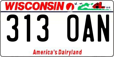 WI license plate 313OAN