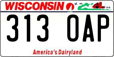WI license plate 313OAP