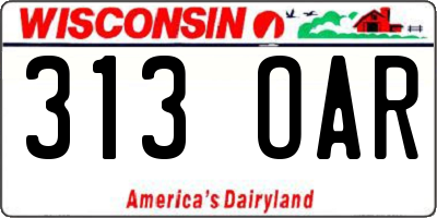WI license plate 313OAR