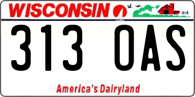 WI license plate 313OAS