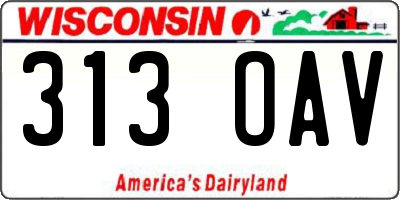 WI license plate 313OAV
