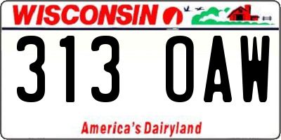 WI license plate 313OAW