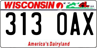 WI license plate 313OAX
