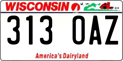 WI license plate 313OAZ