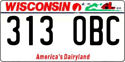 WI license plate 313OBC