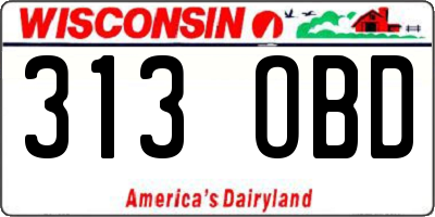WI license plate 313OBD