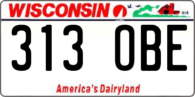 WI license plate 313OBE