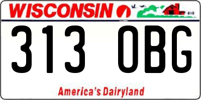WI license plate 313OBG