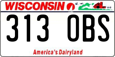 WI license plate 313OBS