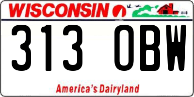 WI license plate 313OBW