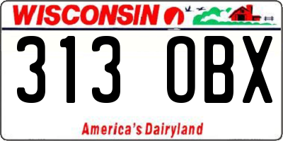 WI license plate 313OBX