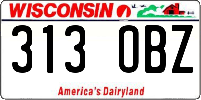 WI license plate 313OBZ