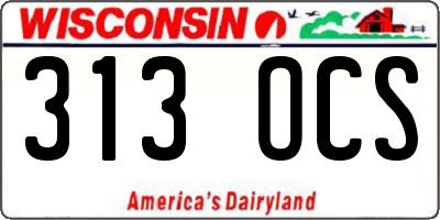 WI license plate 313OCS