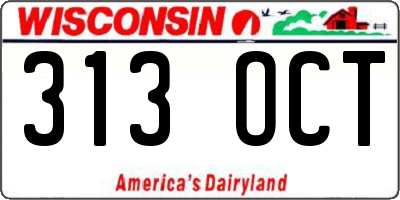 WI license plate 313OCT