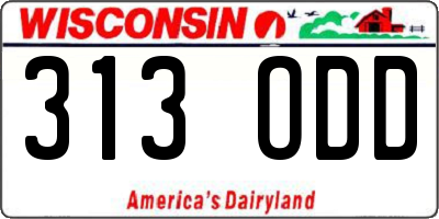 WI license plate 313ODD