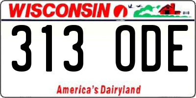 WI license plate 313ODE