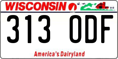 WI license plate 313ODF
