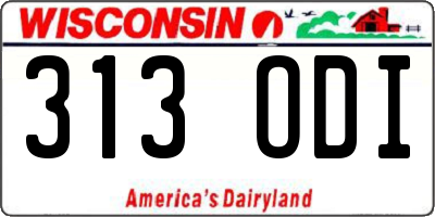 WI license plate 313ODI