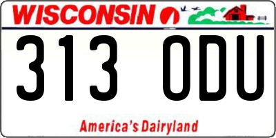WI license plate 313ODU