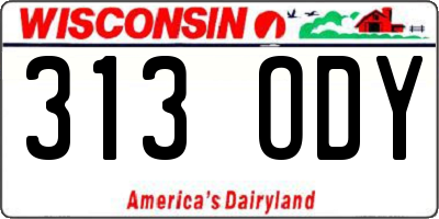 WI license plate 313ODY