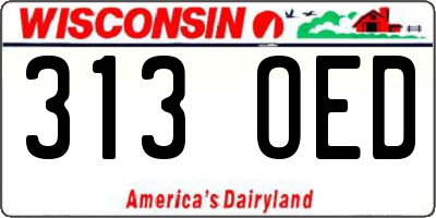 WI license plate 313OED