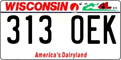 WI license plate 313OEK