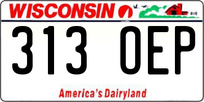 WI license plate 313OEP