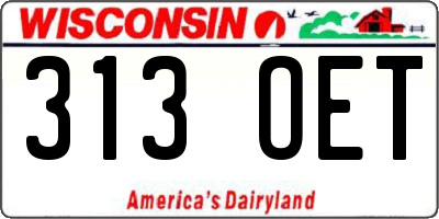 WI license plate 313OET