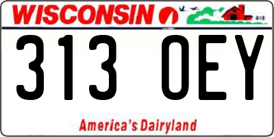 WI license plate 313OEY