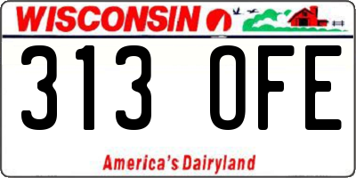 WI license plate 313OFE