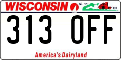 WI license plate 313OFF