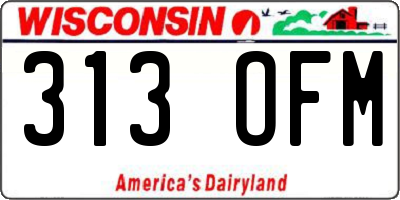 WI license plate 313OFM