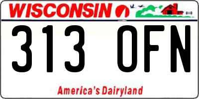 WI license plate 313OFN