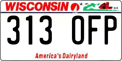 WI license plate 313OFP
