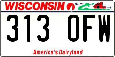 WI license plate 313OFW