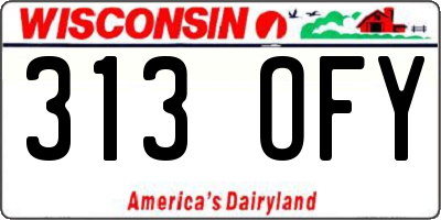 WI license plate 313OFY